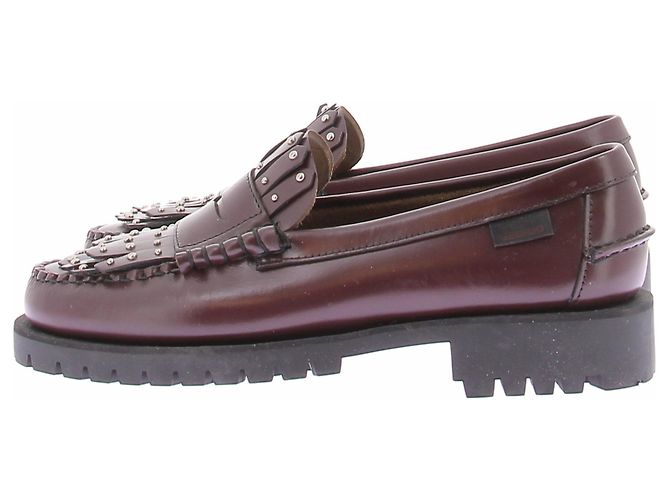 Weekend Max Mara Mocassins en cuir à micro-clous bordeaux - vue 2