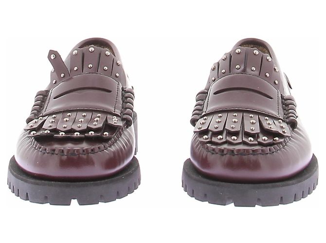Weekend Max Mara Mocassins en cuir à micro-clous bordeaux - vue 3
