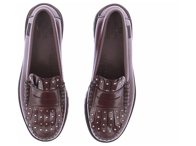 Weekend Max Mara Mocassins en cuir à micro-clous bordeaux - vue 4