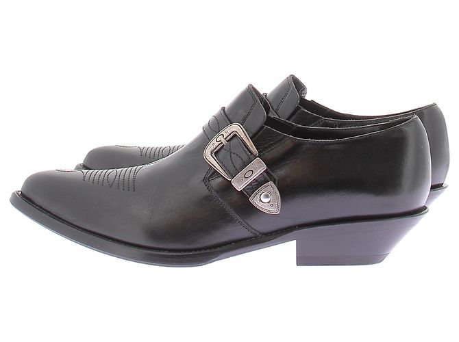 Paco Rabanne Botines vaqueros cortos en cuero negro - vista 2