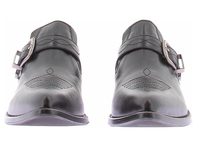 Paco Rabanne Botines vaqueros cortos en cuero negro - vista 3