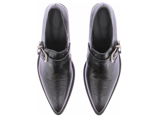 Paco Rabanne Botines vaqueros cortos en cuero negro - vista 4
