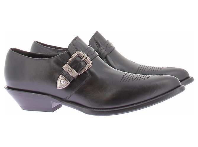 Paco Rabanne Botines vaqueros cortos en cuero negro - vista 6