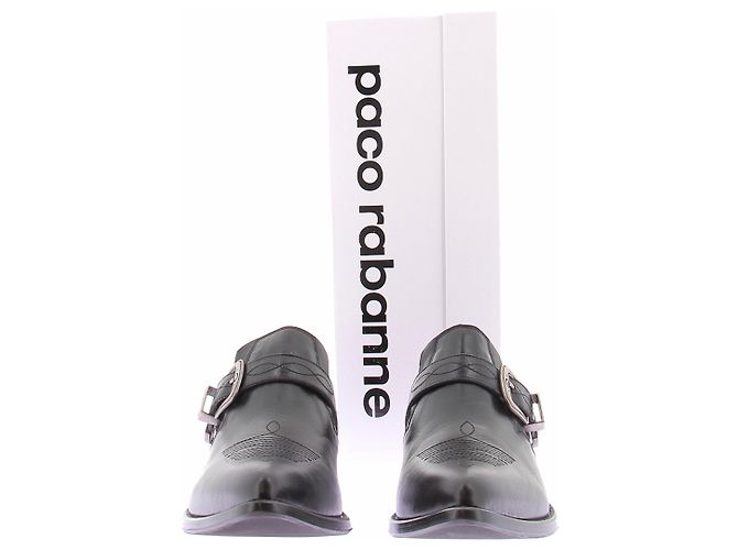 Paco Rabanne Botines vaqueros cortos en cuero negro - vista 8
