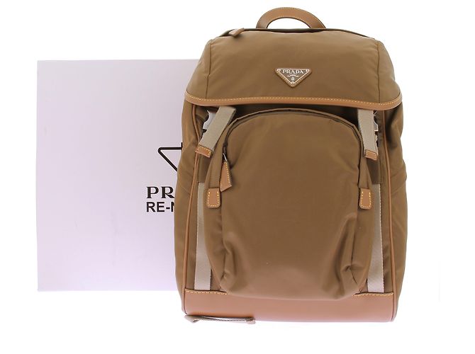 Prada Mochila em Re-Nylon Marrom - vista 7