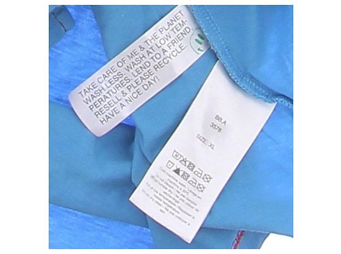 Ganni T-shirt blu a maniche lunghe risvoltate - vista 6