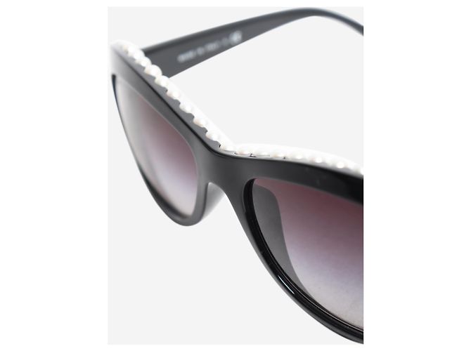 Chanel Cat-Eye-Sonnenbrille mit schwarzen Kunstperlen - Ansicht 6