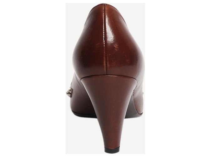 Miu Miu Décolleté in pelle marrone con borchie - size EU 38.5 - vista 3