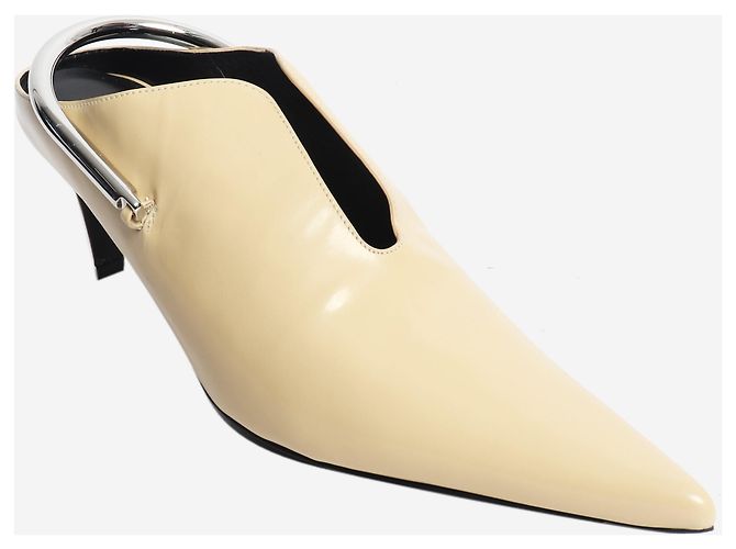 Jil Sander Mules in pelle Abrasivato e metallo Butter - taglia EU 38.5 Giallo - vista 5
