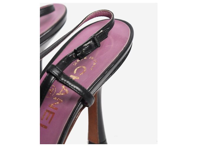 Chanel Black perforated leather slingback heels - size EU 38 - view 5