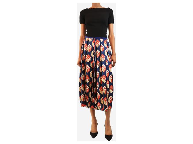 Gucci Falda midi plisada de seda azul marino - size UK 8 - vista 2