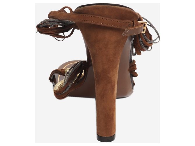 Gucci Sandali con tacco marroni e oro - size EU 39 Marrone - vista 3