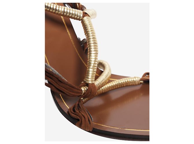 Gucci Sandali con tacco marroni e oro - size EU 39 Marrone - vista 5