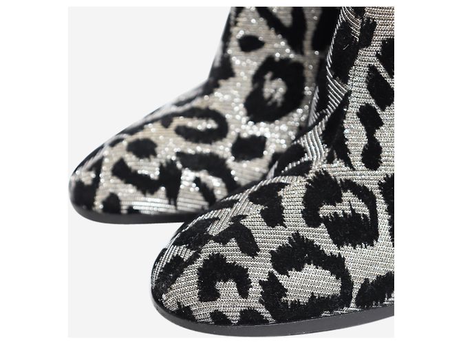 Dolce & Gabbana Stivali alti in lurex leopardato nero e argento - taglia EU 40 - vista 4