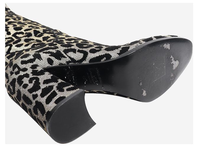 Dolce & Gabbana Stivali alti in lurex leopardato nero e argento - taglia EU 40 - vista 5
