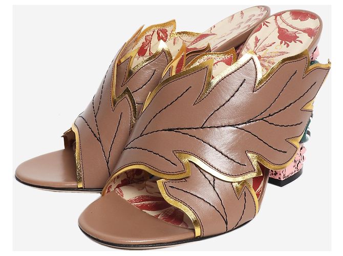 Gucci Mehrfarbige Schlangenabsätze mit Blattmuster - size EU 38.5 Mehrfarben - Ansicht 2