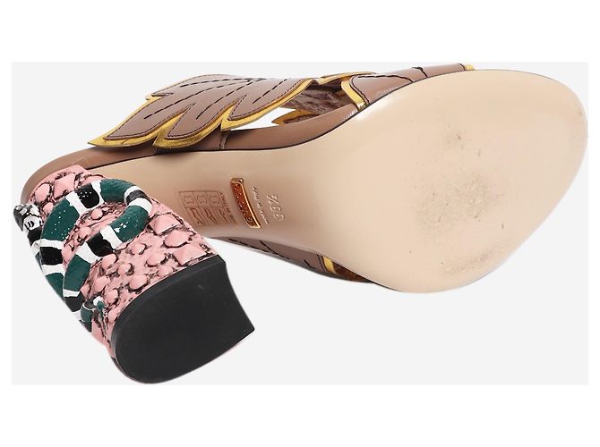 Gucci Mehrfarbige Schlangenabsätze mit Blattmuster - size EU 38.5 Mehrfarben - Ansicht 4