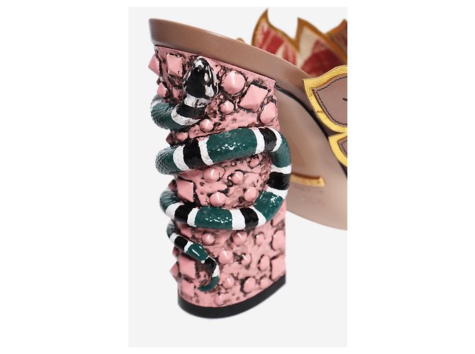 Gucci Mehrfarbige Schlangenabsätze mit Blattmuster - size EU 38.5 Mehrfarben - Ansicht 5