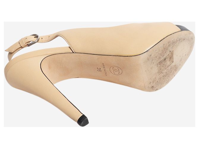 Chanel Beige Peep-Toe Slingback Heels - Größe EU 39 - Ansicht 4