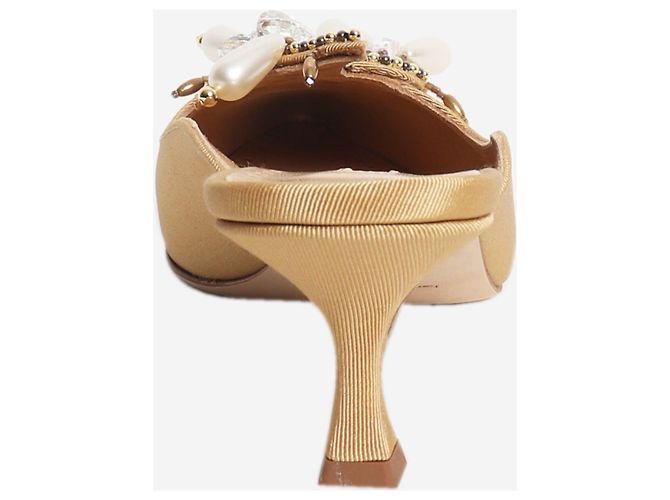 Manolo Blahnik Mules dorati con perle finte - size EU 39.5 D'oro - vista 3