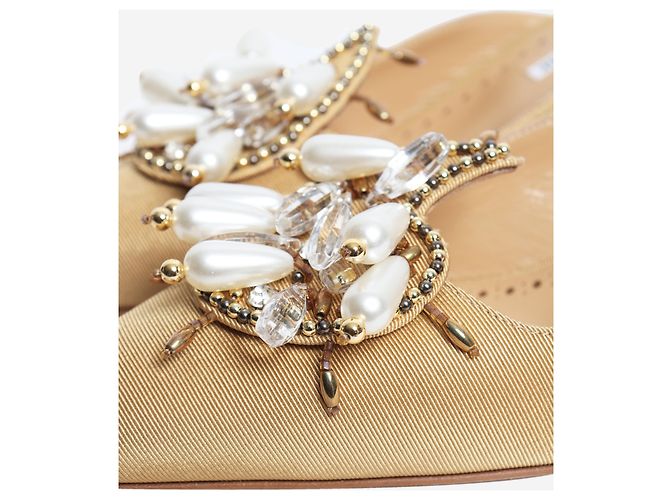 Manolo Blahnik Mules dorati con perle finte - size EU 39.5 D'oro - vista 5