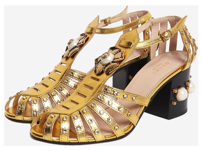Gucci Verzierte goldene Gladiator-Absätze - Größe EU 38.5 (UK 5.5) - Ansicht 2