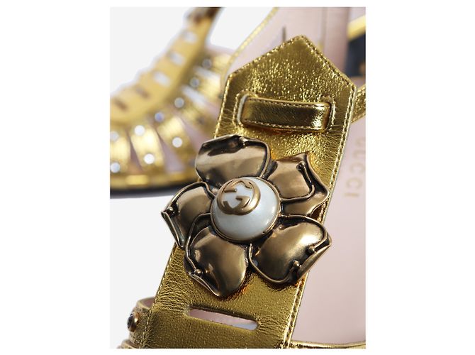 Gucci Verzierte goldene Gladiator-Absätze - Größe EU 38.5 (UK 5.5) - Ansicht 5