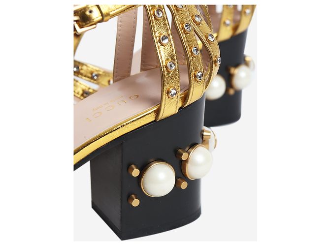 Gucci Verzierte goldene Gladiator-Absätze - Größe EU 38.5 (UK 5.5) - Ansicht 6