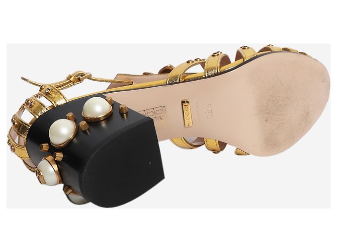 Gucci Verzierte goldene Gladiator-Absätze - Größe EU 38.5 (UK 5.5) - Ansicht 7