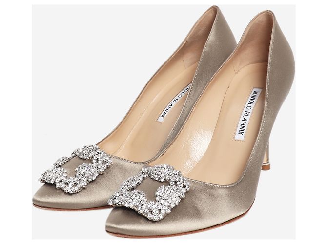 Manolo Blahnik Décolleté Grey Hangisi 90 - taglia EU 38.5 Grigio - vista 2