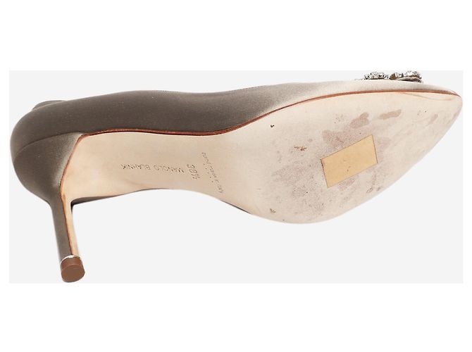 Manolo Blahnik Décolleté Grey Hangisi 90 - taglia EU 38.5 Grigio - vista 5