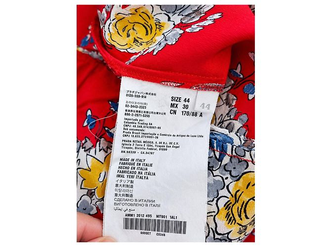 Top Miu Miu Seda Rojo Estampado Floral Blanco Roja Azul Gris Amarillo - vista 10