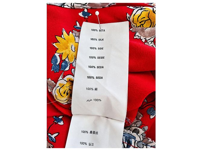 Top Miu Miu Seda Rojo Estampado Floral Blanco Roja Azul Gris Amarillo - vista 9