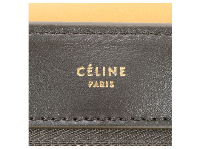 Céline Celine Trapeze Small 2-Way Schultertasche aus Leder Braun Gelb Marineblau - Ansicht 9