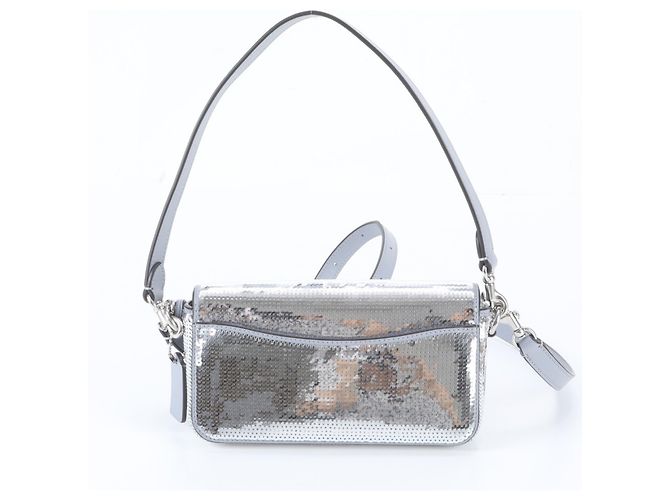 Coach Studio Baguette CM428 Schultertasche aus Leder Silber - Ansicht 4