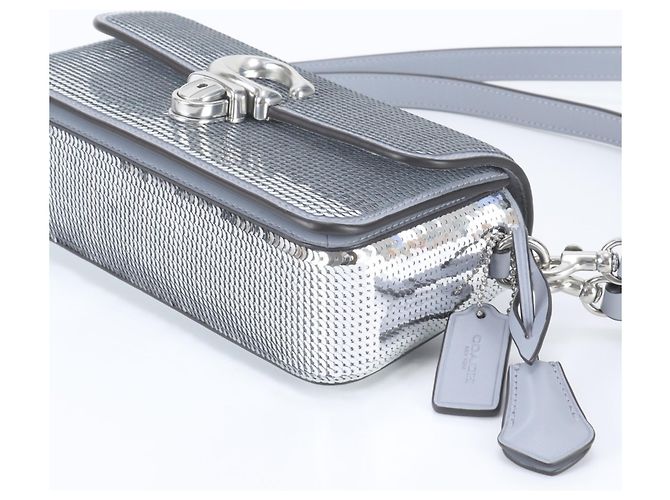 Coach Studio Baguette CM428 Schultertasche aus Leder Silber - Ansicht 5