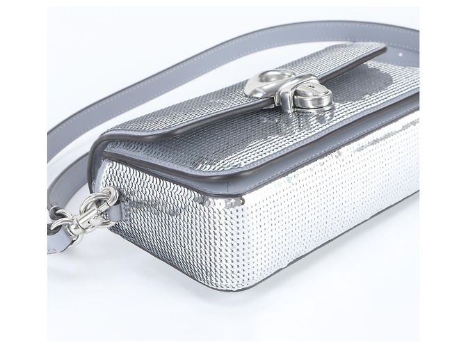 Coach Studio Baguette CM428 Schultertasche aus Leder Silber - Ansicht 6