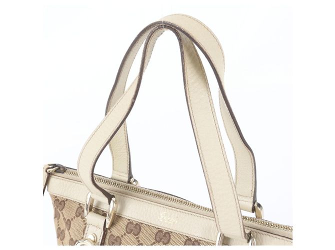 Borsa Tote Gucci GG Canvas Leather Marrone Crudo - vista 2