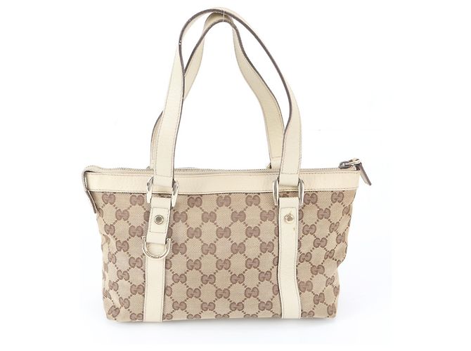 Borsa Tote Gucci GG Canvas Leather Marrone Crudo - vista 3