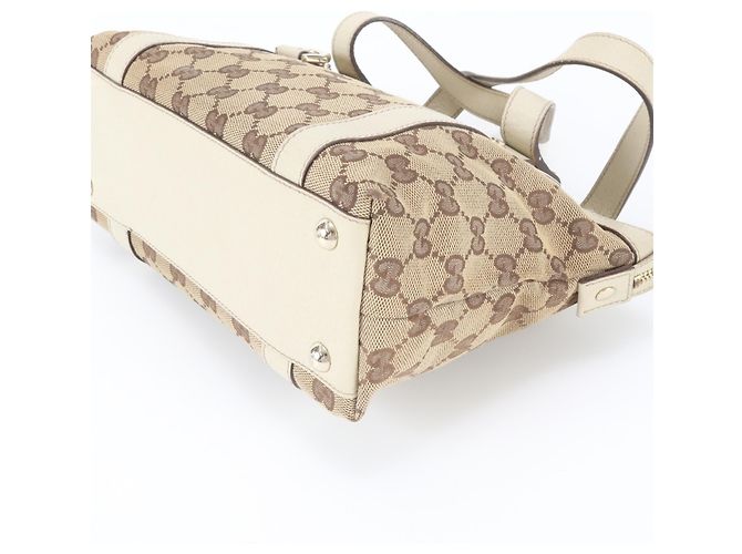 Borsa Tote Gucci GG Canvas Leather Marrone Crudo - vista 4