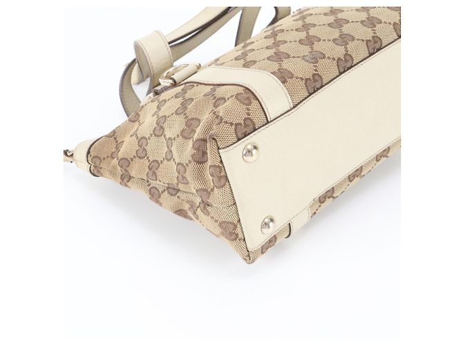 Borsa Tote Gucci GG Canvas Leather Marrone Crudo - vista 5