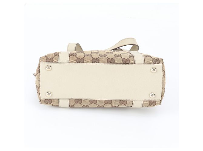 Borsa Tote Gucci GG Canvas Leather Marrone Crudo - vista 6