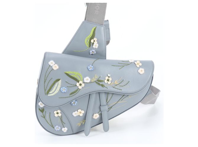 Borsa a tracolla in pelle ricamata con fiori Christian Dior Saddle Marrone - vista 2