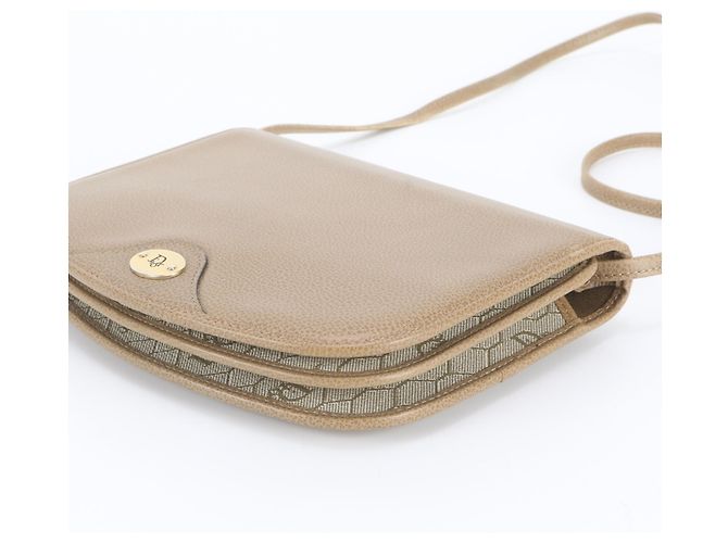 Borsa a tracolla Christian Dior in pelle beige - vista 4