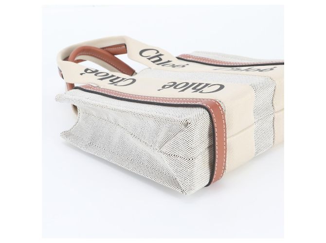 Chloé Woody Shopper aus Leder und Canvas Braun Beige - Ansicht 5