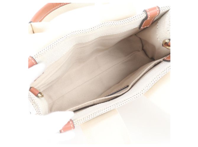 Chloé Woody Shopper aus Leder und Canvas Braun Beige - Ansicht 7