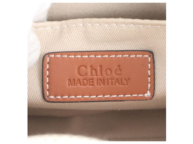 Chloé Woody Shopper aus Leder und Canvas Braun Beige - Ansicht 9