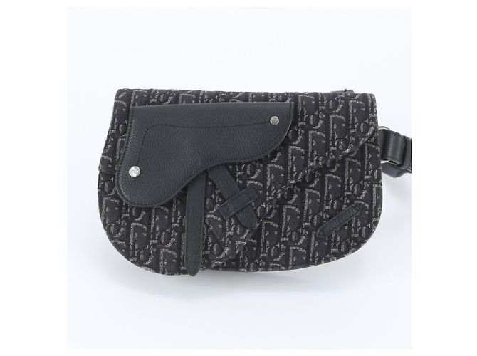 Borsa a tracolla Christian Dior Oblique Saddle in pelle Nero - vista 2
