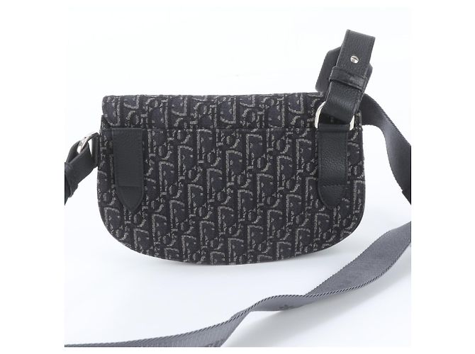 Borsa a tracolla Christian Dior Oblique Saddle in pelle Nero - vista 4