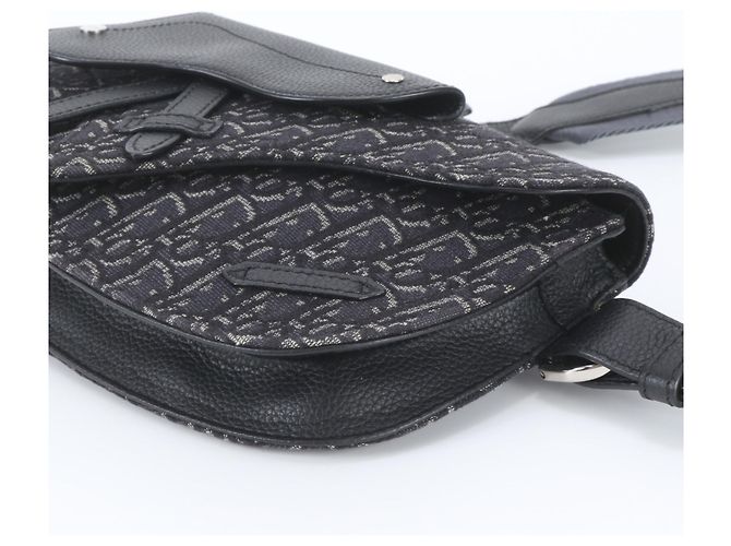 Borsa a tracolla Christian Dior Oblique Saddle in pelle Nero - vista 5